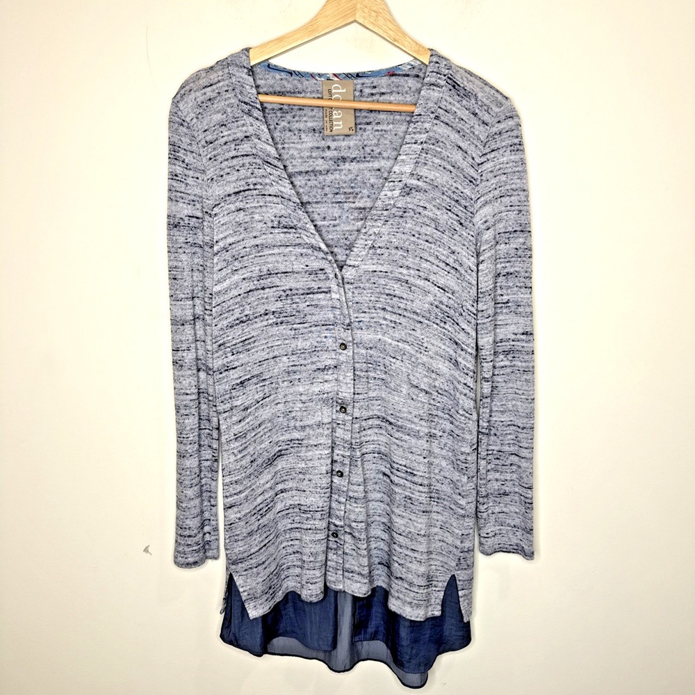 Anthropologie Dolan Left Coast Layered Marled Knit Cardigan Tunic Top Women's XS